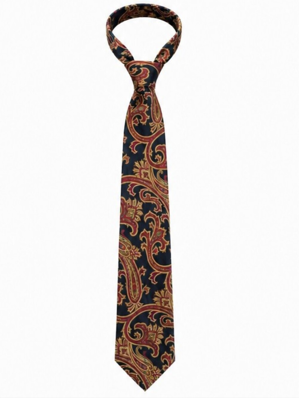 Vintage 90s Paisley Men's Tie in Navy and Burgundy, 100% Silk